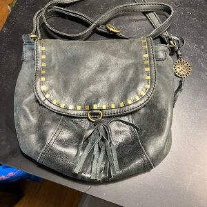 Y2K Vibing The Sak Black And Brass Leather Crossbody with Tassel